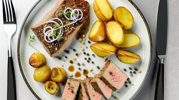 steak s veprove panenky s bramborem budete se jen olizovat Steak s vepřové panenky s bramborem. Budete se jen olizovat