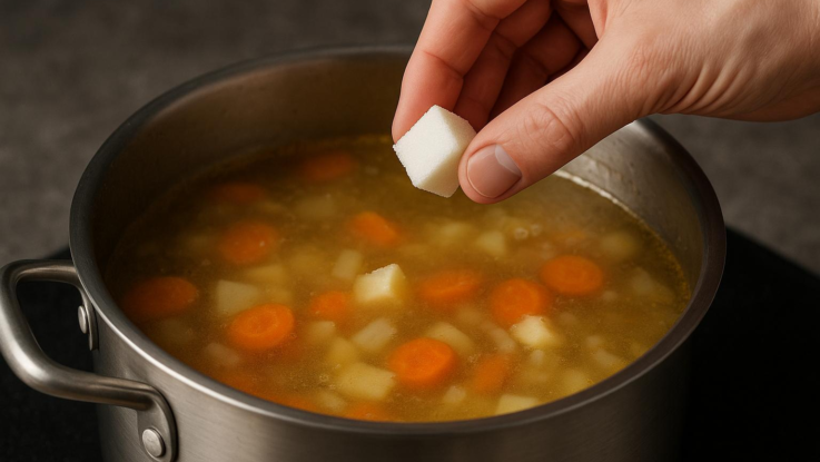 zbaveni jidla prebytecne slanosti pomoci kostky cukru pridejte kousek cukru zjemni chut Zbavení jídla přebytečné slanosti pomocí kostky cukru. Přidejte kousek cukru, zjemní chuť