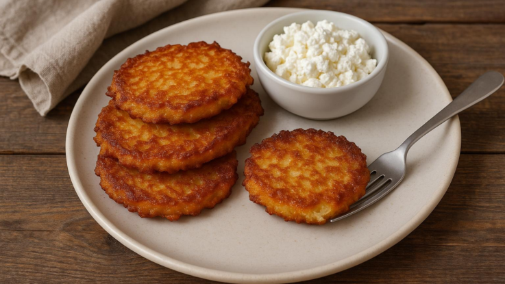 Křupavé bramboráky s tvarohem. Snadný domácí recept