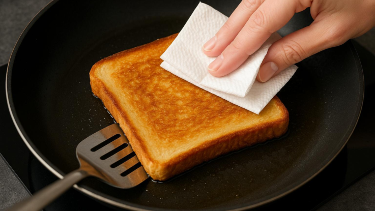 zabrante tomu aby topinky pri smazeni nasakly tuk smazte kratce na vyssi teplote a osuste Zabraňte tomu, aby topinky při smažení nasákly tuk. Smažte krátce na vyšší teplotě a osušte