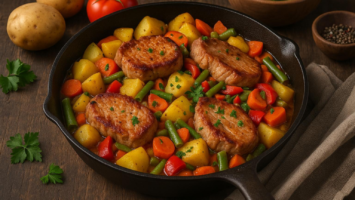 Chalupářova vepřovka s bramborem a zeleninou”. Připravte si tuto pochoutku