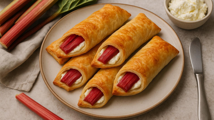 Tvarohové šátečky (závin) s rebarborou. Vyzkoušejte tuto dobrotu