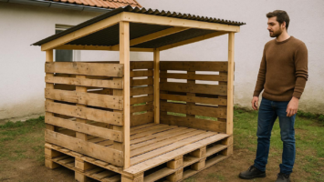 Postavte levný přístřešek doma. Využijte jednoduché paletové řešení