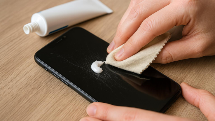 Jak odstranit škrábance z displeje. Pomůže trocha zubní pasty a jemný hadřík
