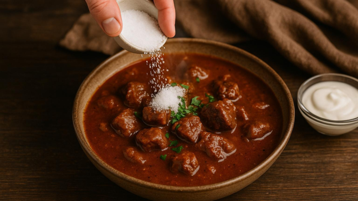 Přesolený guláš snadno zachráníte. Stačí přidat jednu přísadu