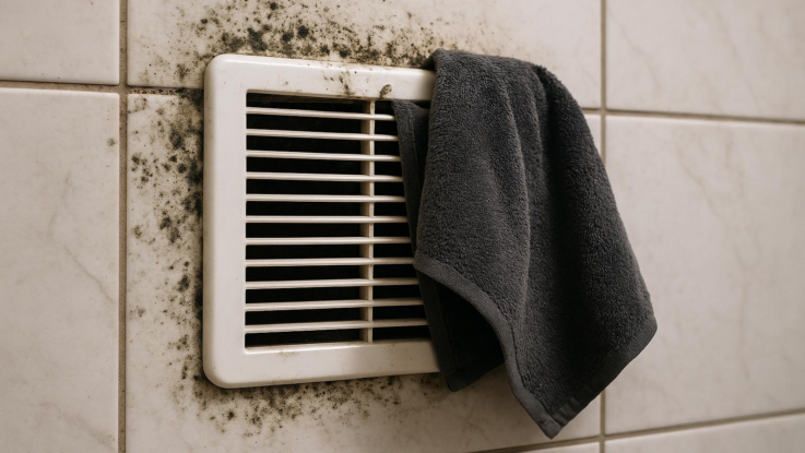 Nikdy nezakrývejte větrací otvory v koupelně. Riskujete plísně