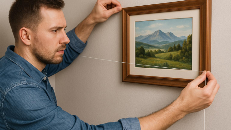 jak pripevnit obraz rovne pomuze jednoduchy trik s niti Jak připevnit obraz rovně. Pomůže jednoduchý trik s nití