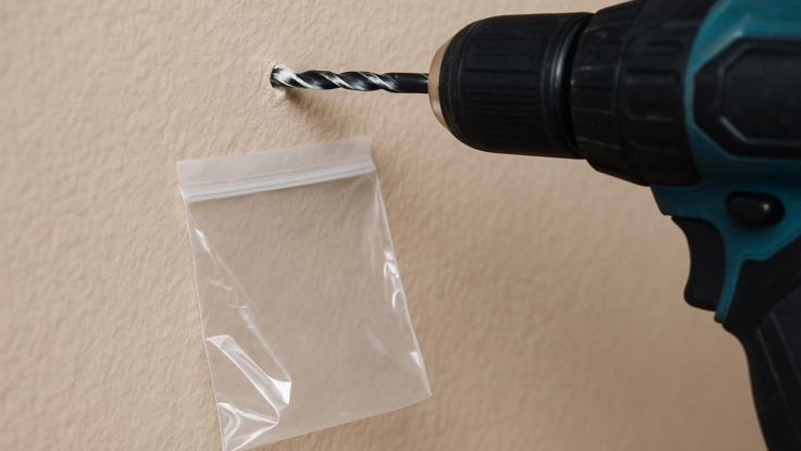 jak vyvrtat diru bez prachu pomuze obycejny sacek Jak vyvrtat díru bez prachu. Pomůže obyčejný sáček