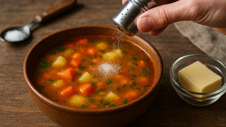 Přesolená polévka? Zachrání ji obyčejná potravina, kterou máte v lednici