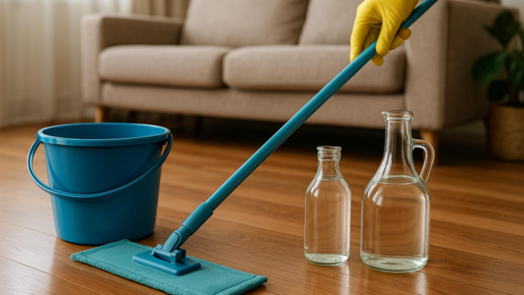 Jak vyčistit podlahu beze šmouh. Stačí správný poměr vody a octa