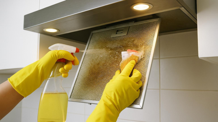 Zapomeňte na čištění digestoře houbou. Existuje rychlejší trik bez drhnutí