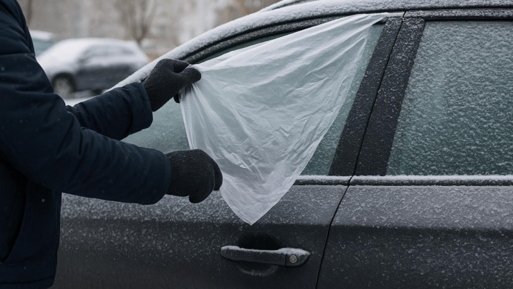Jak odmrazit dveře auta. Pomůže trik s igelitem