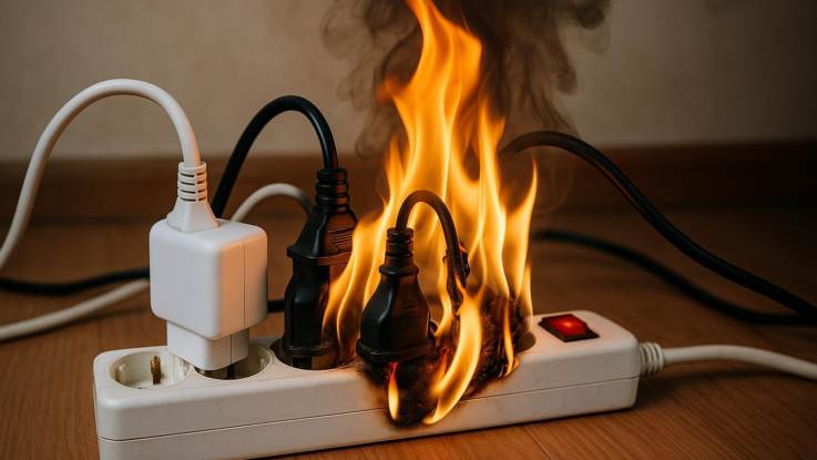 Přetížené prodlužovačky mohou způsobit požár. Používejte je bezpečně