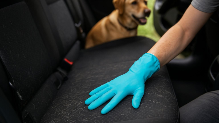 jak vycistit auto od psich chlupu pomuze trik s gumovou rukavici Jak vyčistit auto od psích chlupů. Pomůže trik s gumovou rukavicí