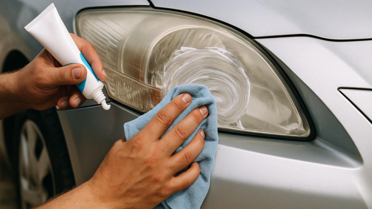 Jak vyleštit zamlžená světla u auta. Pomůže zubní pasta