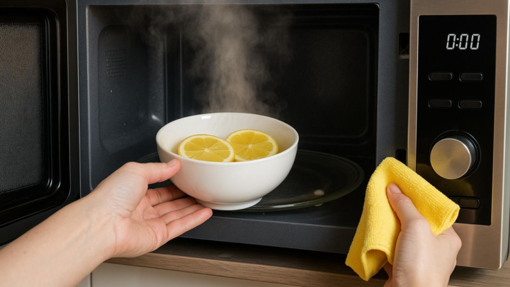 jak vycistit mikrovlnku bez drhnuti udela to za vas para z citronu Jak vyčistit mikrovlnku bez drhnutí. Udělá to za vás pára z citronu