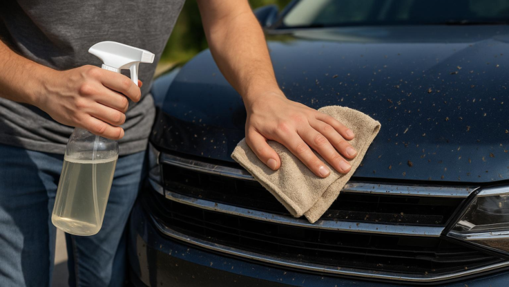 jak odstranit hmyz z karoserie staci smes z vody a octa Jak odstranit hmyz z karoserie. Stačí směs z vody a octa