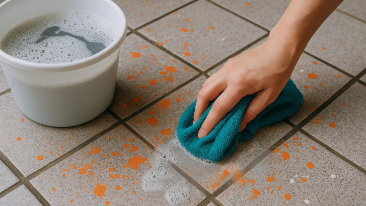 Jak vyčistit dlažbu po malování. Zmizí i zaschlé kapky barvy