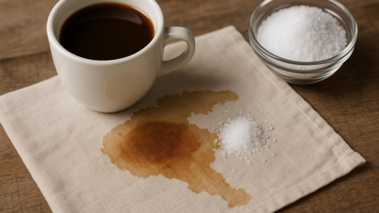 Jak odstranit skvrny od kávy. Pomůže obyčejná sůl