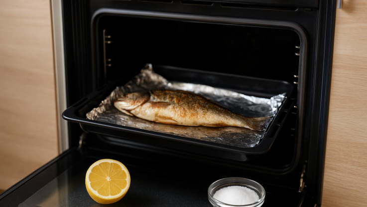 Jak odstranit zápach z trouby po pečení ryby. Pomůže citron a sůl