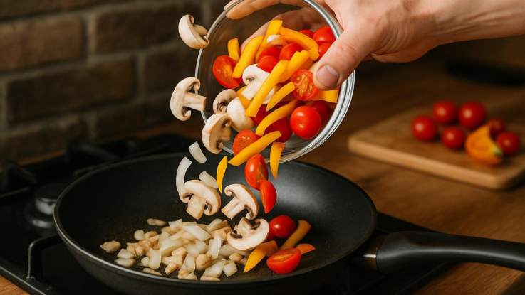 Nikdy nedávejte všechny ingredience do pánve najednou. Dělá to většina lidí