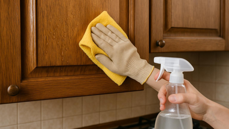 Jak odstranit mastnotu z kuchyňských skříněk. Bez drhnutí a chemie
